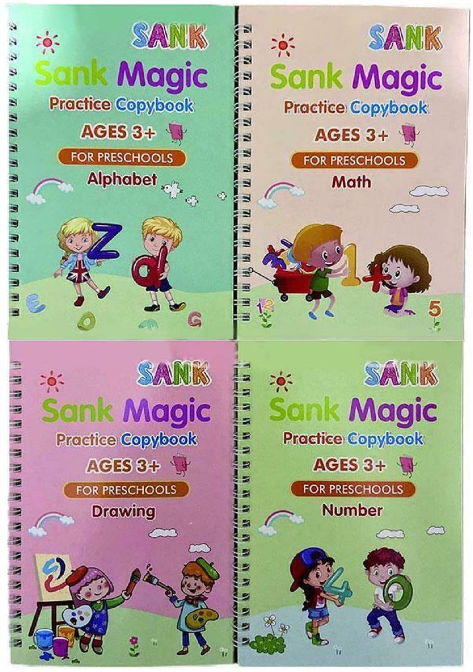 Pracovní sešity na učení psaní a kreslení – Sank Magic