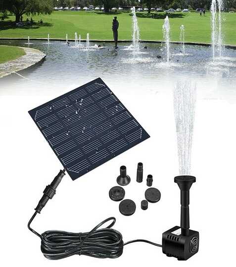 Zahradní solarni fontana s panelem