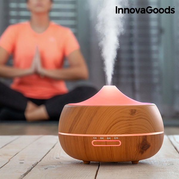 Zvlhčovač vzduchu s aromadifuzérem LED Wooden-Effect InnovaGoods