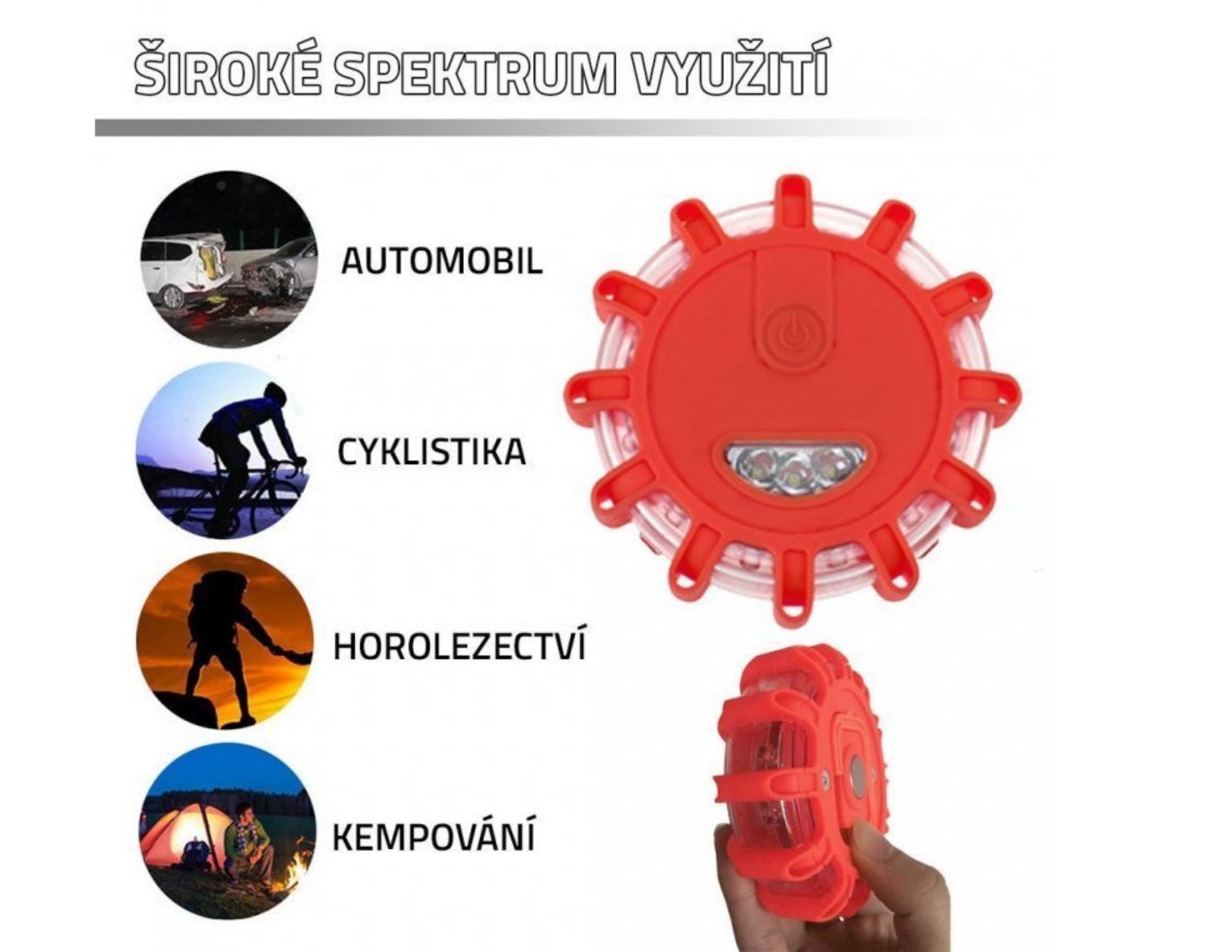 Výstražné světlo do auta 12+3 LED