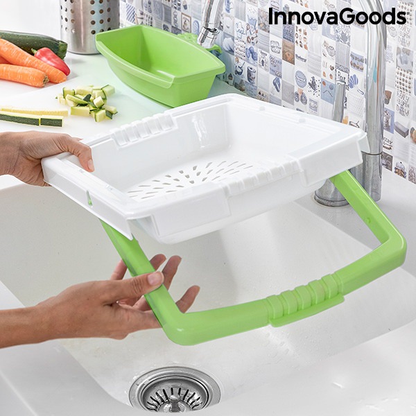 Rozkládací prkénko na krájení, s podnosem, nádobou a cedníkem 3 v 1 PractiCut InnovaGoods