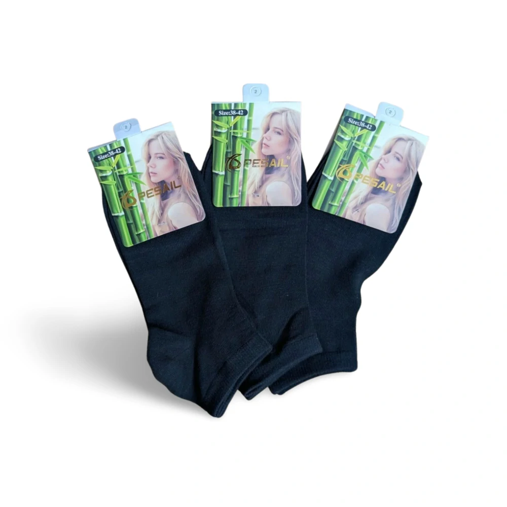 Černé bambusové kotníčkové ponožky - 12 párů