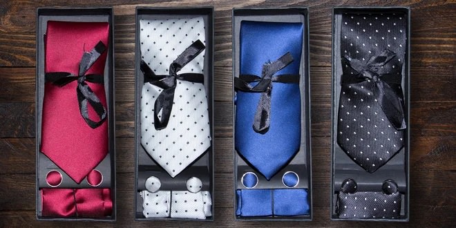 Set kravaty, manžetových knoflíčků a kapesníčku růžová
