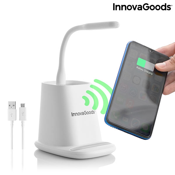 Bezdrátová nabíječka 5v1 se stojanem na tužky a USB LED lampou DesKing InnovaGoods