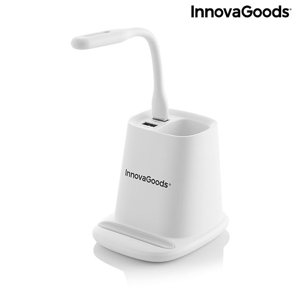 Bezdrátová nabíječka 5v1 se stojanem na tužky a USB LED lampou DesKing InnovaGoods