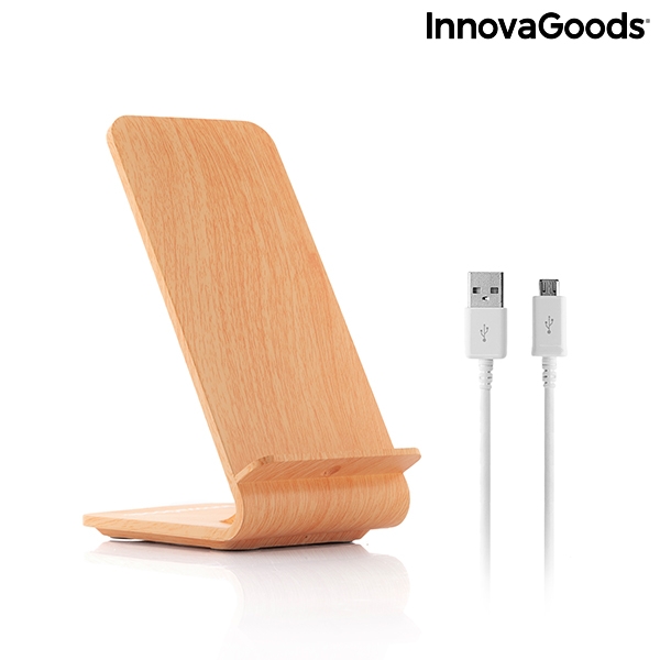 Bezdrátová nabíječka s imitací dřeva s podstavcem Qistan InnovaGoods
