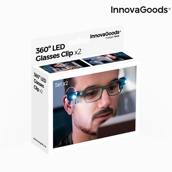 LED Klip na Brýle 360º InnovaGoods (2 kusy)