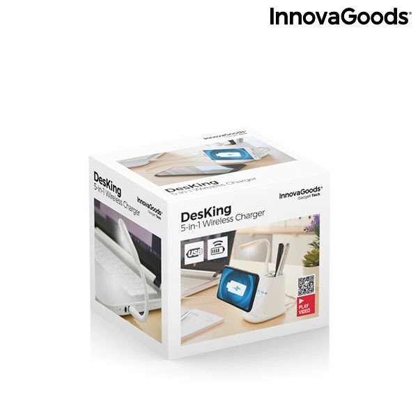 Bezdrátová nabíječka 5v1 se stojanem na tužky a USB LED lampou DesKing InnovaGoods